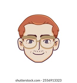 Vector Young Smiling Man Avatar Glasses Cartoon Illustration Isolated