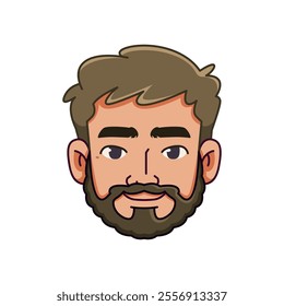 Vector Young Smiling Man Avatar Beard Cartoon Illustration Isolated