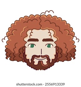 Vector Young Smiling Man Avatar Beard Cartoon Illustration Isolated