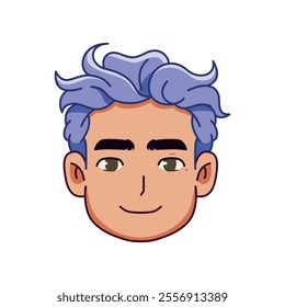 Vector Young Smiling Man Avatar Cartoon Illustration Isolated