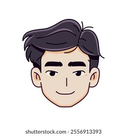 Vector Young Smiling Man Avatar Cartoon Illustration Isolated