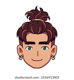 Vector Young Smiling Man Avatar Cartoon Illustration Isolated