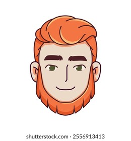 Vector Young Smiling Man Avatar Beard Cartoon Illustration Isolated