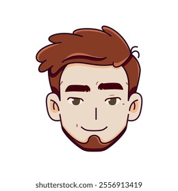 Vector Young Smiling Man Avatar Cartoon Illustration Isolated