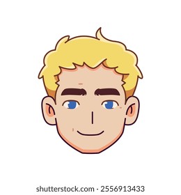 Vector Young Smiling Man Avatar Cartoon Illustration Isolated