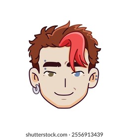 Vector Young Smiling Man Avatar Cartoon Illustration Isolated