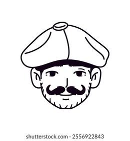 Vector Young Smiling Man Avatar Beret Cartoon Illustration Isolated