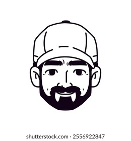 Vector Young Smiling Man Avatar Cap Cartoon Illustration Isolated