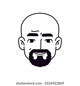 Vector Young Smiling Man Avatar Beard Cartoon Illustration Isolated