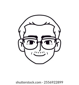 Vector Young Smiling Man Avatar Glasses Cartoon Illustration Isolated