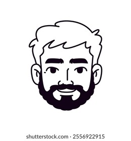 Vector Young Smiling Man Avatar Beard Cartoon Illustration Isolated