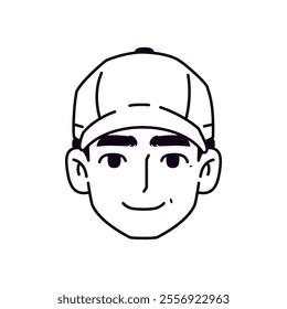 Vector Young Smiling Man Avatar Cap Cartoon Illustration Isolated