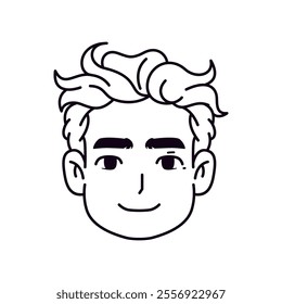 Vector Young Smiling Man Avatar Cartoon Illustration Isolated