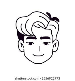 Vector Young Smiling Man Avatar Cartoon Illustration Isolated