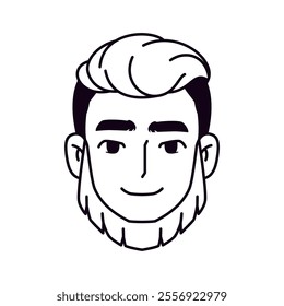 Vector Young Smiling Man Avatar Beard Cartoon Illustration Isolated