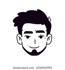 Vector Young Smiling Man Avatar Cartoon Illustration Isolated