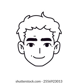 Vector Young Smiling Man Avatar Cartoon Illustration Isolated