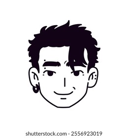 Vector Young Smiling Man Avatar Cartoon Illustration Isolated