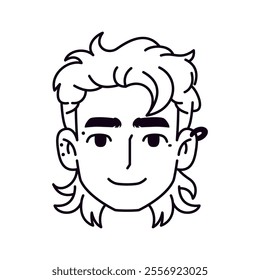 Vector Young Smiling Man Avatar Cartoon Illustration Isolated