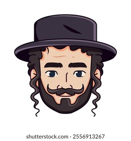 Vector Young Smiling Rabbi Man Avatar Cartoon Illustration Isolated