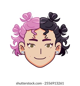 Vector Young Smiling Woman Avatar Cartoon Illustration Isolated