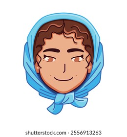 Vector Young Smiling Woman Avatar Scarf Cartoon Illustration Isolated