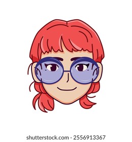 Vector Young Smiling Woman Avatar Glasses Cartoon Illustration Isolated