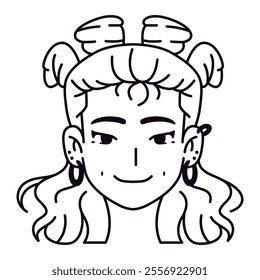 Vector Young Smiling Woman Avatar Cartoon Illustration Isolated