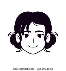 Vector Young Smiling Woman Avatar Cartoon Illustration Isolated