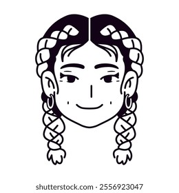 Vector Young Smiling Woman Avatar Cartoon Illustration Isolated