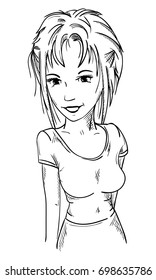 vector - young  smiling woman - isolated on background