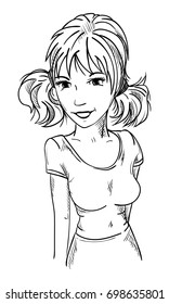 vector - mujer sonriente joven - aislada en el fondo