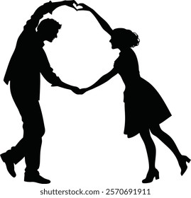 vector, young, swing, silhouette, rockabilly, rock, retro, 1950s, woman, party, music, man, Lindy, jive, jazz, illustration, hop, vintage, girl, fashion, guy, couple, dancing, tie, 50s, boogie, dancer