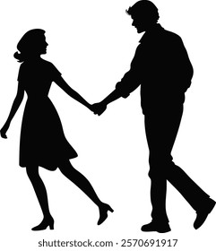 vector, young, swing, silhouette, rockabilly, rock, retro, 1950s, woman, party, music, man, Lindy, jive, jazz, illustration, hop, vintage, girl, fashion, guy, couple, dancing, tie, 50s, boogie, dancer