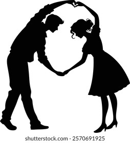 vector, young, swing, silhouette, rockabilly, rock, retro, 1950s, woman, party, music, man, Lindy, jive, jazz, illustration, hop, vintage, girl, fashion, guy, couple, dancing, tie, 50s, boogie, dancer