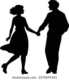 vector, young, swing, silhouette, rockabilly, rock, retro, 1950s, woman, party, music, man, Lindy, jive, jazz, illustration, hop, vintage, girl, fashion, guy, couple, dancing, tie, 50s, boogie, dancer