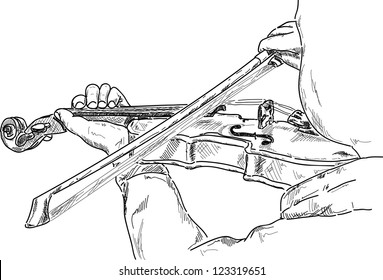 vector - young violinist playing the violin , detail