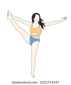 Vektor der jungen Frau, die Yoga-Posen macht