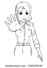 vector - joven mujer haciendo gesto de parada