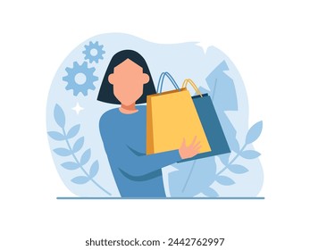Vector of a young woman with shopping bags