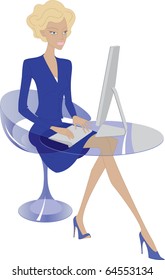 Vector, young woman at working