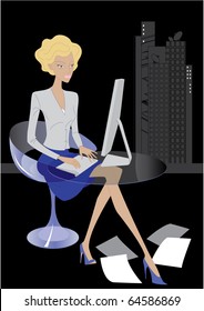 Vector, young woman at working