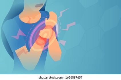 Vector of a young woman with a wrist pain inflammation 