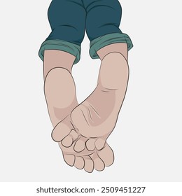 Vetor, pés de mulher jovem, posição deitada.