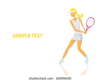 Vector young women playing tennis. vector sport background.