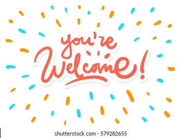 Vector You're welcome lettering postcard