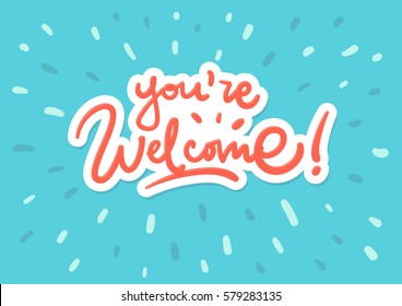 Vector You're welcome lettering postcard