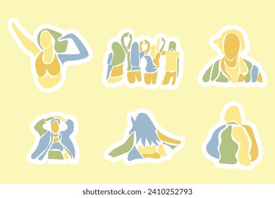 Vector Youth Day Sticker with pastel colors set collection