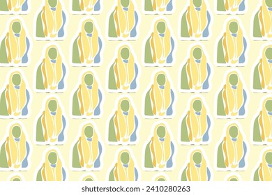 Vector Youth Day Sticker Seamless Pattern Background with pastel colors