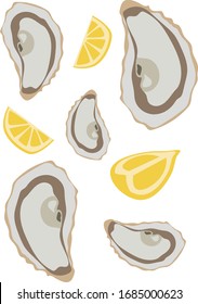 
Vector ysters with lemon pattern decoration for restaurants, delicious delicacy of 
Mediterranean Sea
